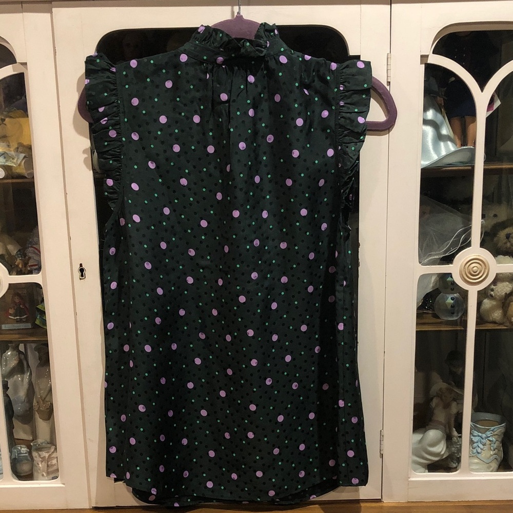 NWOT kate spade Hunter green Sleeveless Polka Dot Top. - Picture 3 of 10